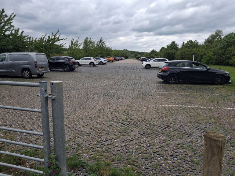 PERFO grass grid reinforcement for permeable parking at Cherry Orchard Jubilee Park